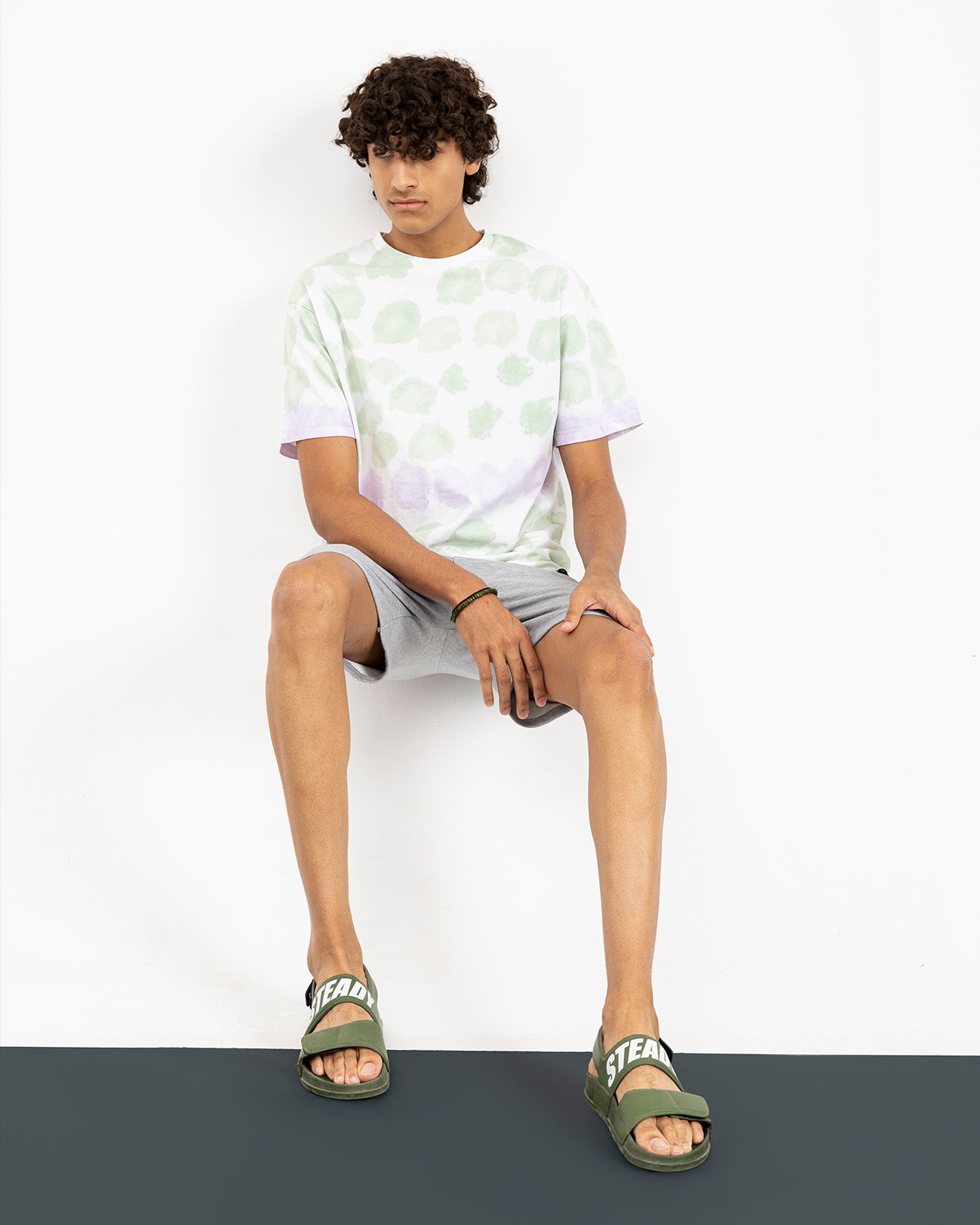 Crew-Neck Tee with Clouded Print